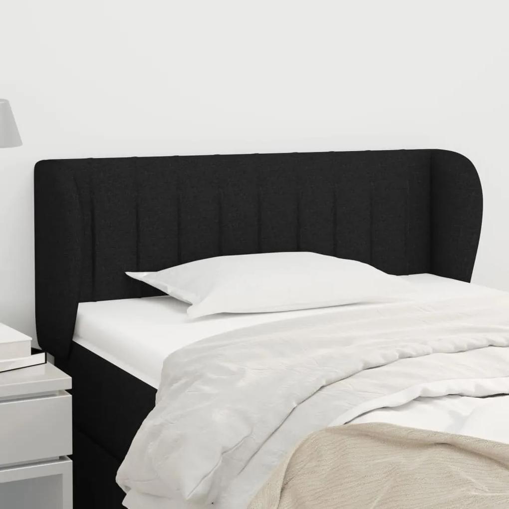 3117366 vidaXL Tăblie de pat cu aripioare negru 93x23x78/88 cm textil