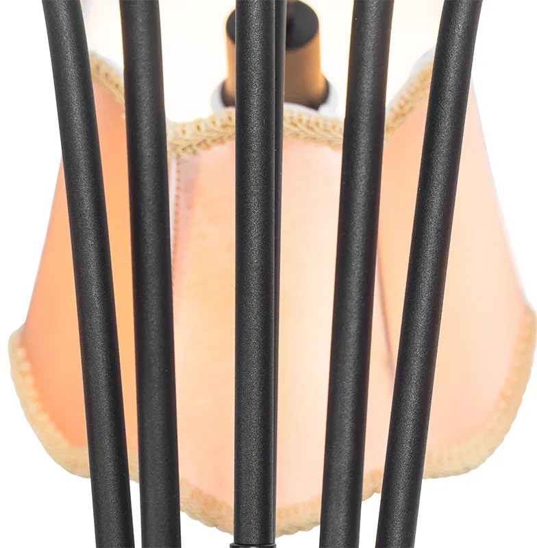 Lampă suspendată clasică neagră cu abajur auriu cu 5 lumini - Nona