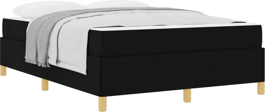 vidaXL Cadru de pat cu saltea Negru 140 x 200 cm țesătură