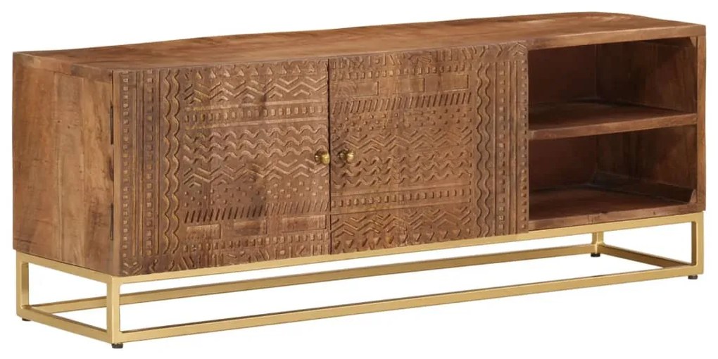 vidaXL Comodă TV, 110x30x40 cm, lemn masiv de mango brut și fier