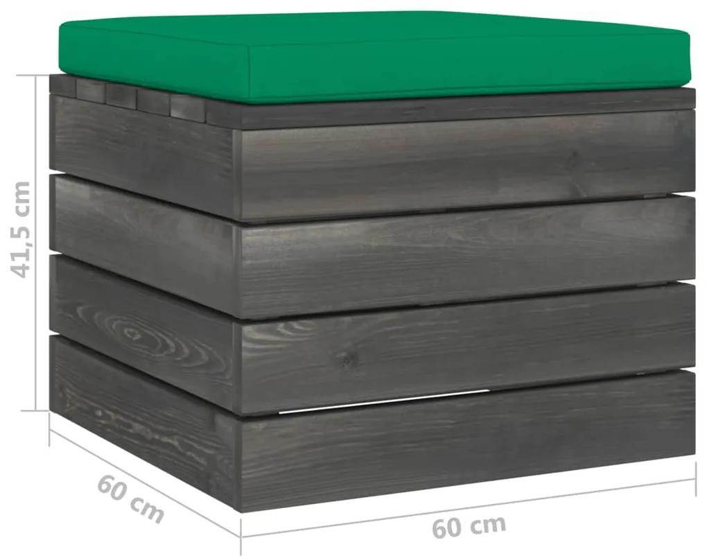 Taburet de gradina din paleti cu perna, lemn de molid 1, Verde