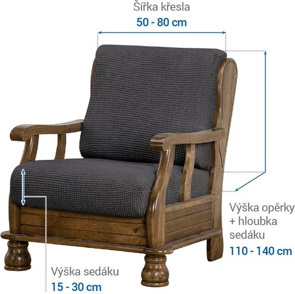 Nueva Textura Huse care se întind foarte bine NIAGARA antracit fotoliu cu manere de lemn (l. 50 - 80 cm)