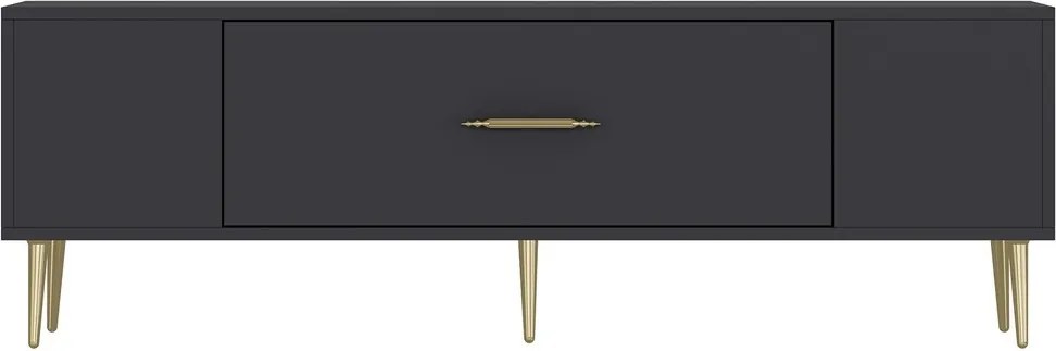 Comoda TV, Hanah Home, Dekos, 150x48.2x29.6 cm, Antracit / Aur