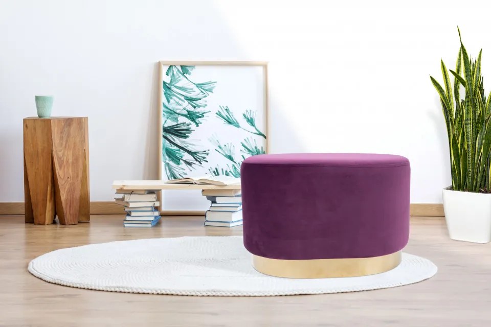 Puf/ Taburet tapitat Nano violet ignifug