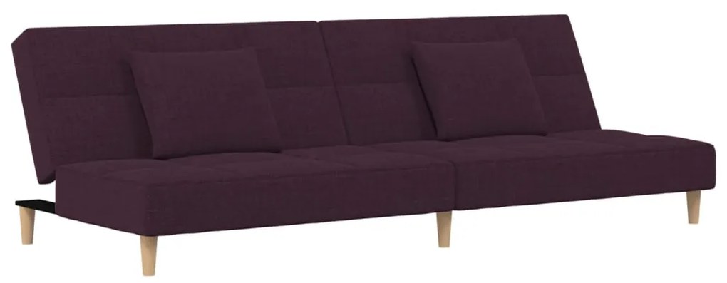 337426 vidaXL Canapea extensibilă cu 2 locuri, 2 perne, violet, textil