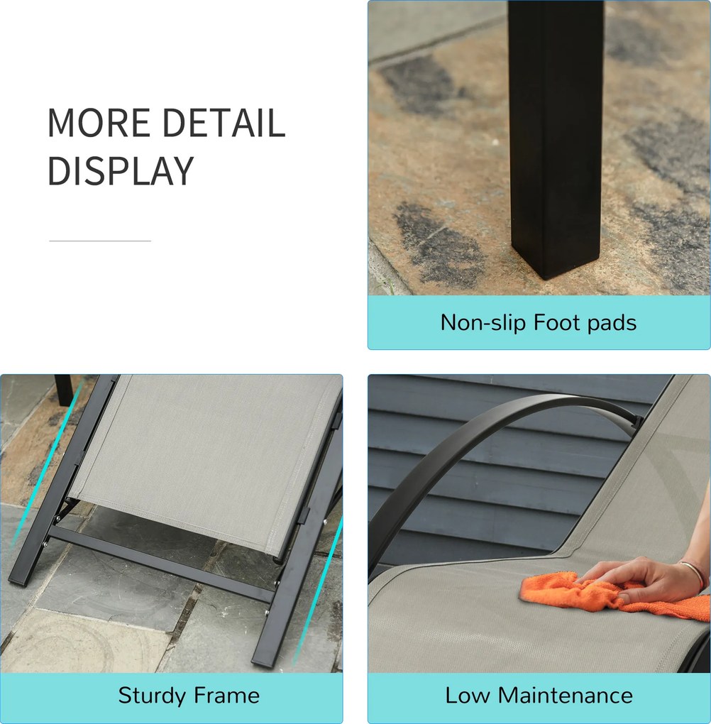 Outsunny Set 2 sezlonguri si masuta, 59x169x66 cm, negru | Aosom Romania