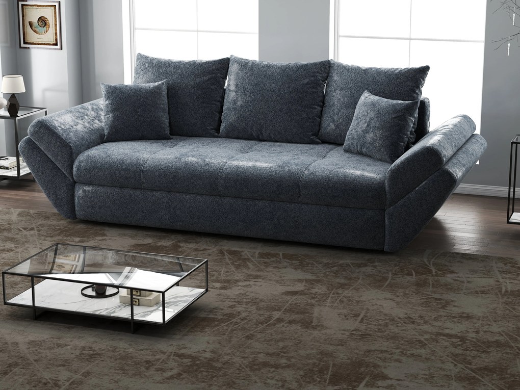 Canapea extensibilă dumonde cu ladă de depozitare si sezut confortabil din spuma high-density, Loana Euphoria Grafit 250x100 cm