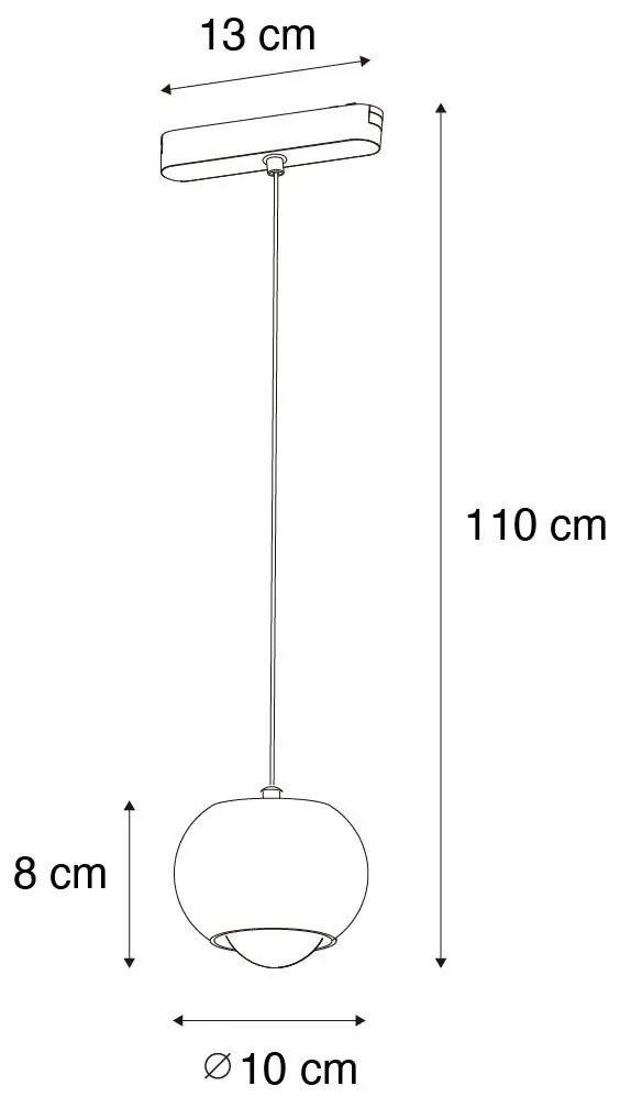 Lampă suspendată modernă neagră pentru sistem de șină monofazat inclusiv LED - Magnetic Lance