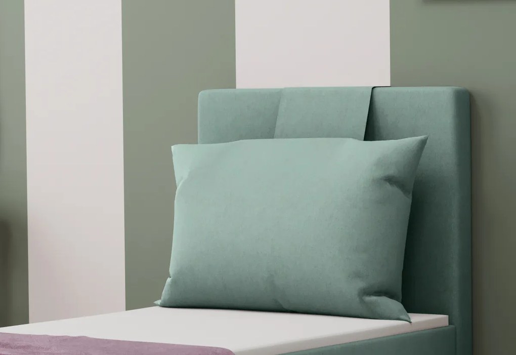 Supermobel Pat tapitat boxspring AMANDA + topper, 90x200, soro 34, dreapta