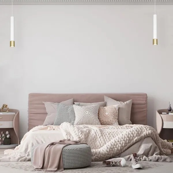 Lustră pe cablu NEST 1xGU10/8W/230V albă/aurie