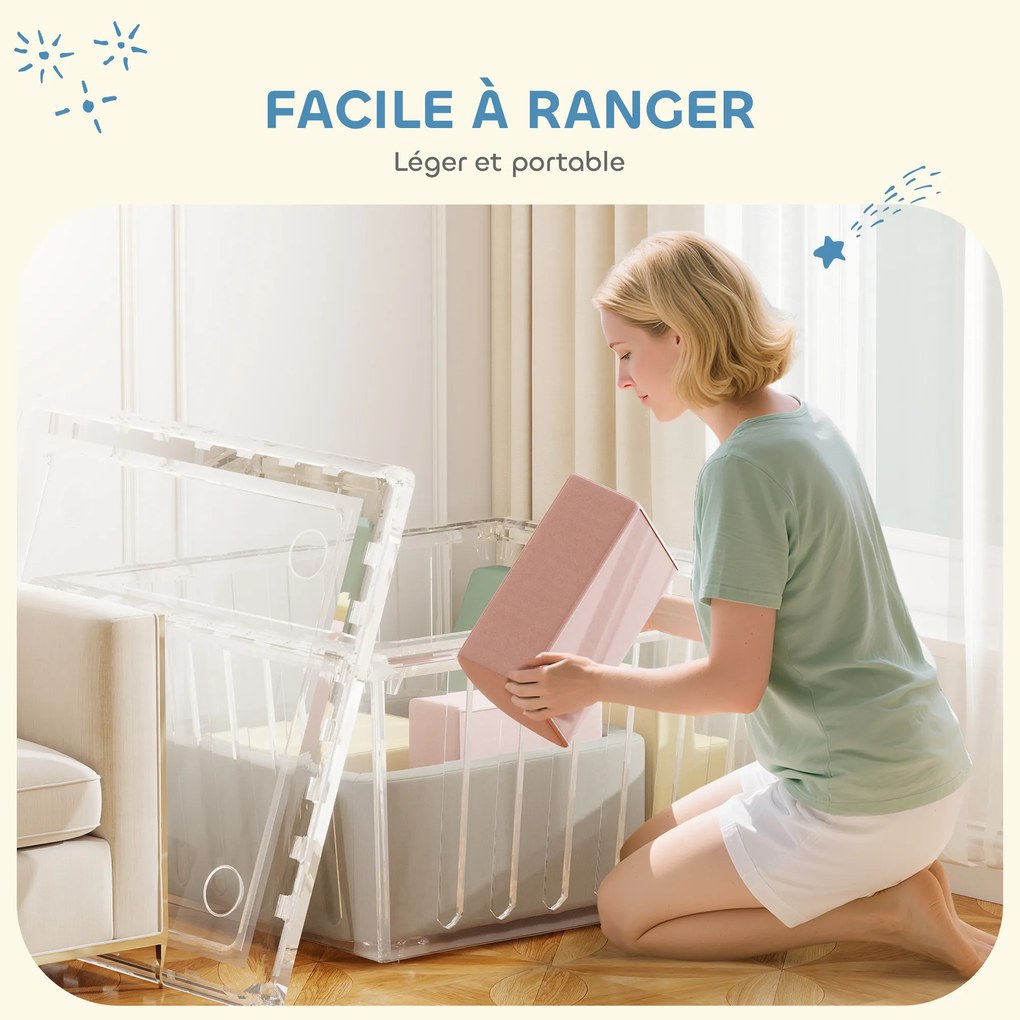 AIYAPLAY Parcurs de motricitate pentru bebeluși modular din spumă 7 piese husă lavabilă din catifea côtelată 174 x 174 x 30 cm multicolor | Aosom Romania