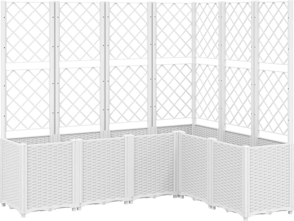 vidaXL Jardinieră de grădină cu spalier, alb, 160x120x140 cm PP