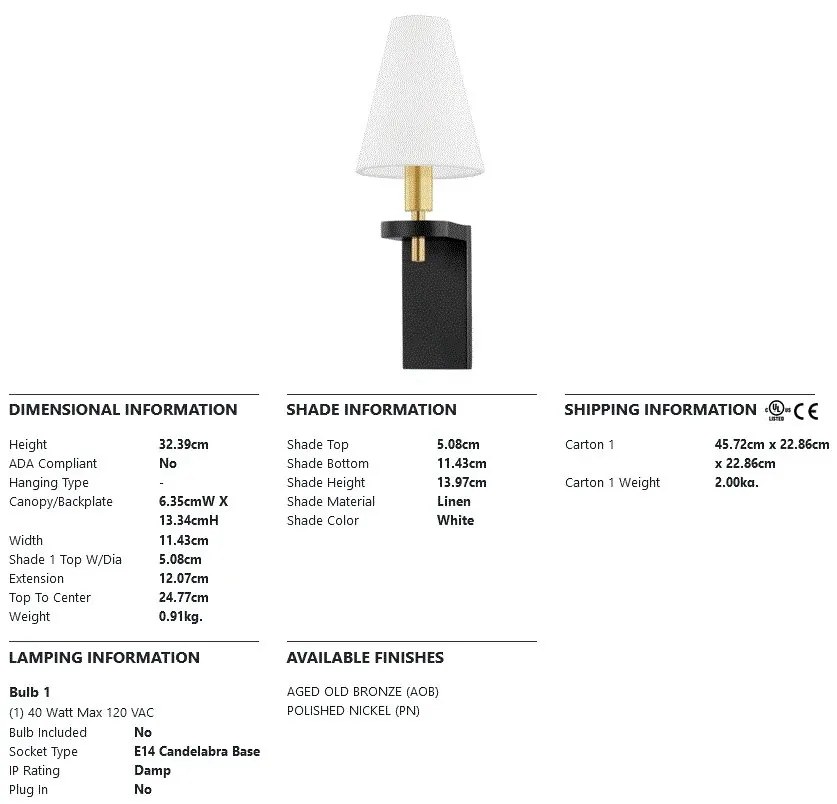 Aplica de perete design clasic DOOLEY bronz antichizat si negru