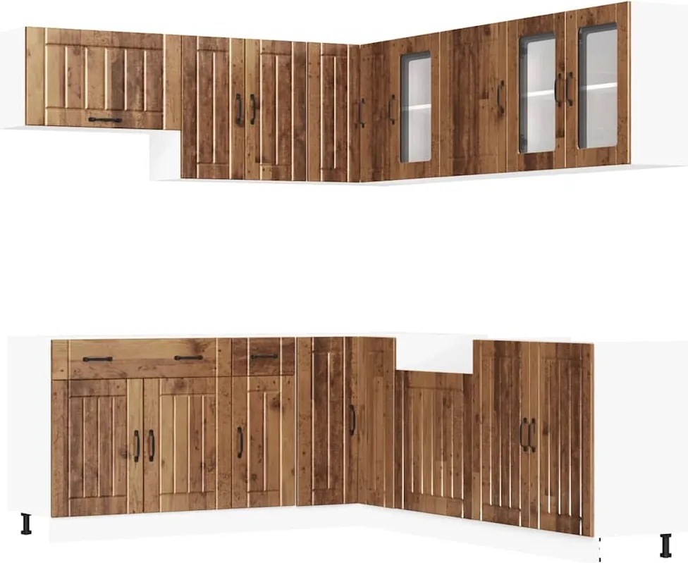 vidaXL Set de dulapuri de bucătărie 11 piese „Lucca” Lemn vechi lemn