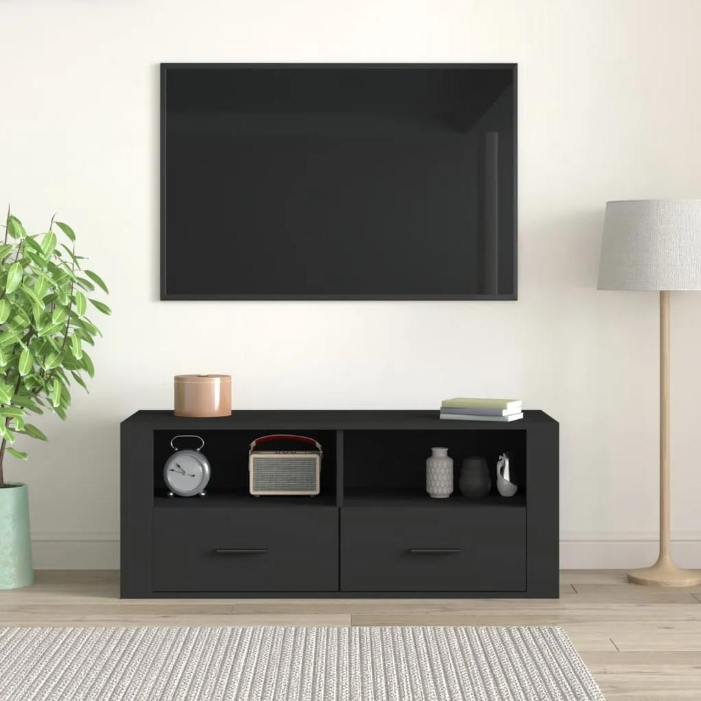 Comoda TV, negru, 100x35x40 cm, lemn prelucrat 1, Negru