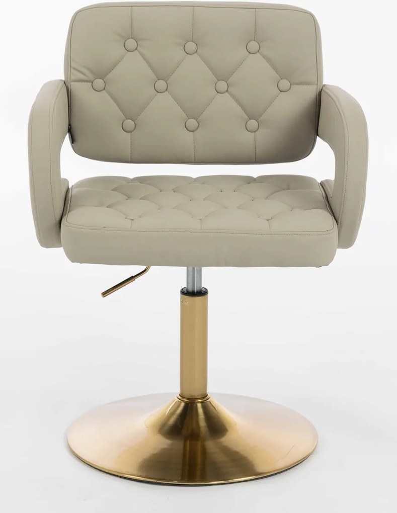 HR8403N Scaun Ecru Piele Ecologica Premium Soft cu Bază Aurie