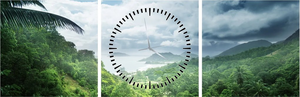 Tablou -Jungla din Seychelles (cu ceas) (90x30 cm)