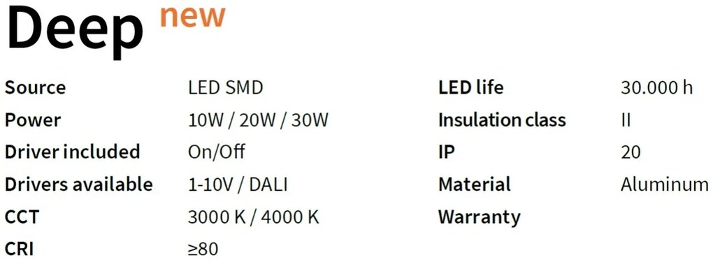 Spot LED incastrabil DEEP 30W 3000K 248783 IDL