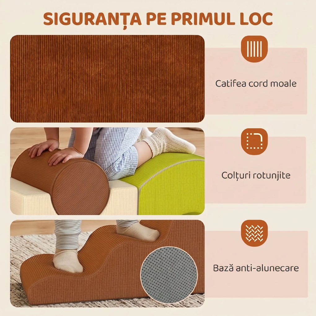 AIYAPLAY Set Joacă Moale din Spumă, Set Cățărare și Târâre, Blocuri Joacă din Spumă, Forme din Spumă pentru Cățărat | Aosom Romania