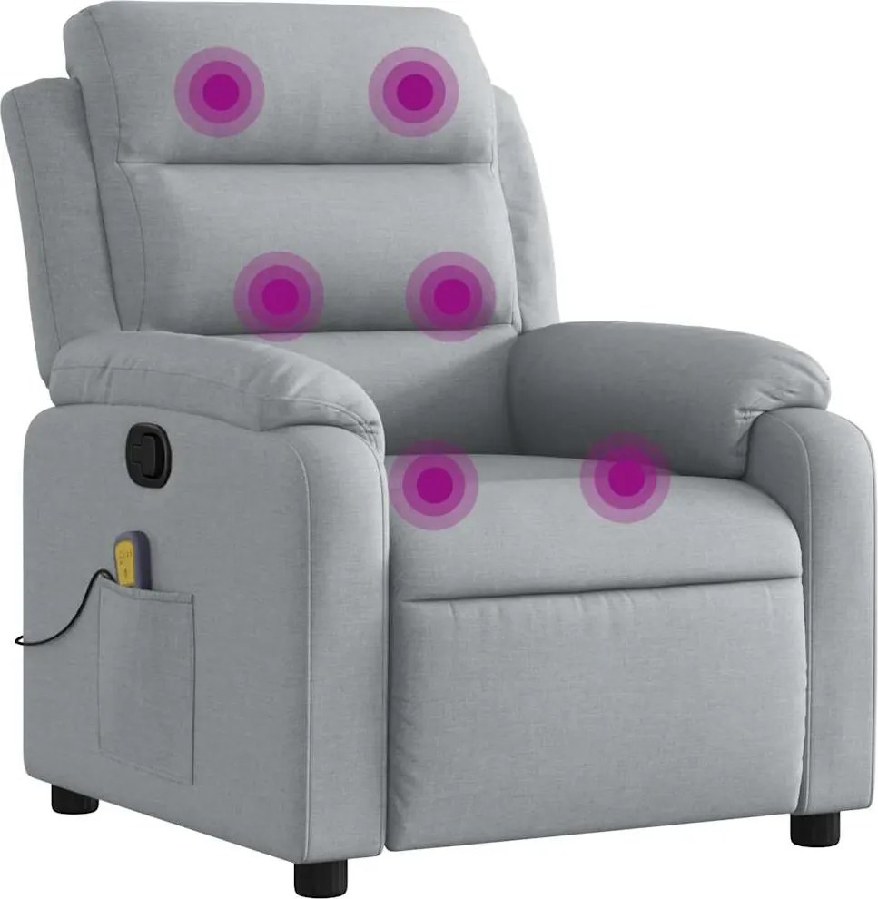 vidaXL Fotoliu de masaj rabatabil, gri deschis, textil