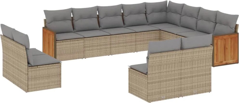 vidaXL Set canapele de grădină cu perne, 12 piese, bej, poliratan