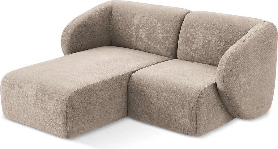 Colțar maro deschis cu tapițerie din chenille (cu colț pe partea stângă/cu șezlong) Lani – Makamii