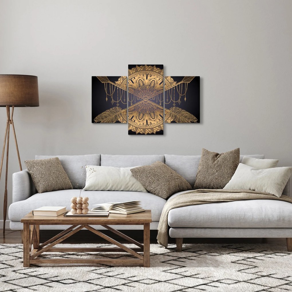 Tablou - Mandala aurie cu săgeți (90x60 cm)