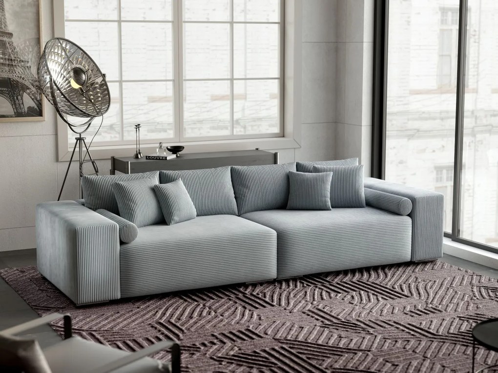 Canapea extensibilă dumonde cu ladă de depozitare si sezut confortabil din spuma high-density, Marbela Zoom Grey XXL 295x100 cm