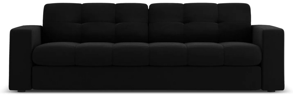 Canapea Justin cu 3 locuri si tapiterie din catifea, negru