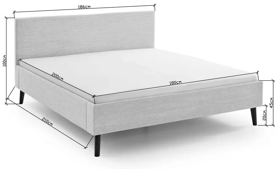 Pat matrimonial bej tapițat fără somieră 180x200 cm Avola – Meise Möbel