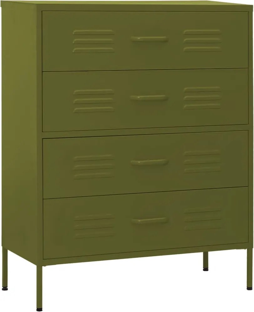 vidaXL Comodă cu sertare, verde măsliniu, 80x35x101,5 cm oțel