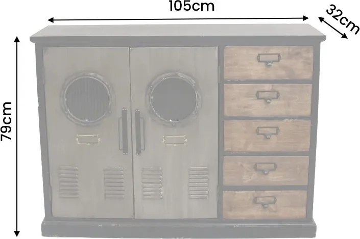 Bufet industrial cu sertare NAUTILUS 105cm