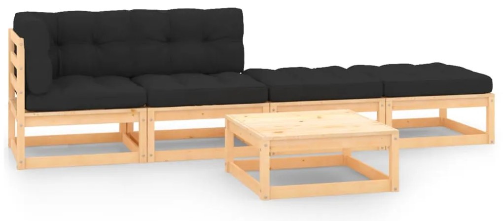 vidaXL Set mobilier de grădină cu perne, 5 piese, lemn masiv de pin