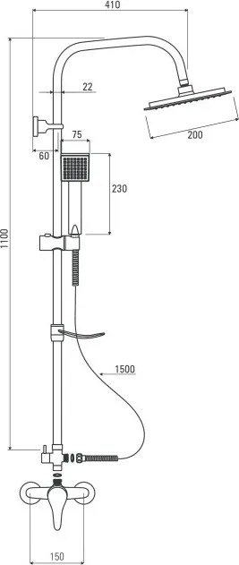 Coloana de dus Joko forma patrata