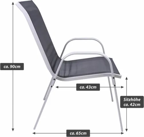 Scaun de grădină stivuibil BARI (90×55×65 cm)