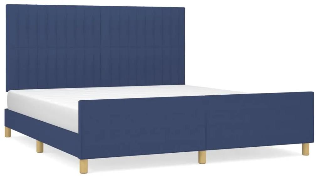 3125233 vidaXL Cadru de pat cu tăblie, albastru, 160x200 cm, textil