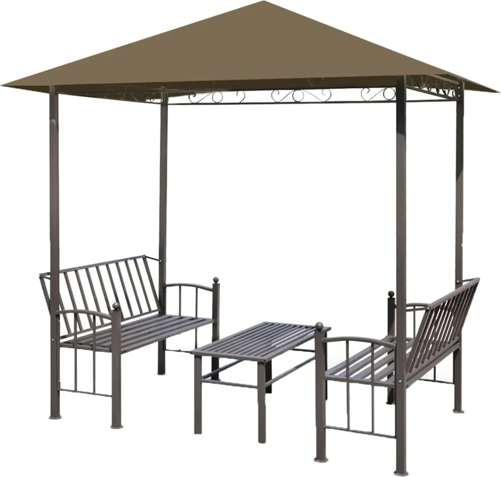 vidaXL Pavilion grădină masă/bănci, gri taupe, 2,5x1,5x2,4 m, 180 g/m²