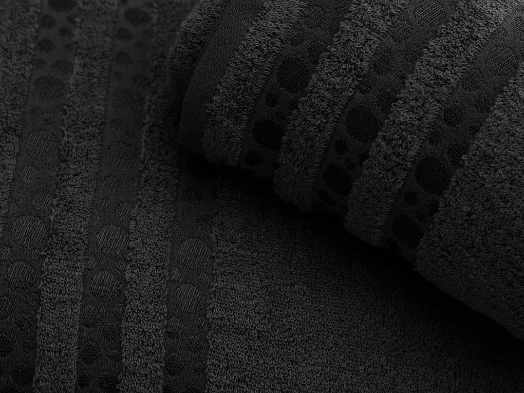 Prosop de baie din bambus DOTS negru