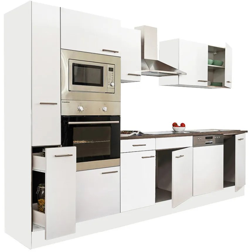 Mobilă de bucătărie Yorki 310, corp alb, cu față alb satinat