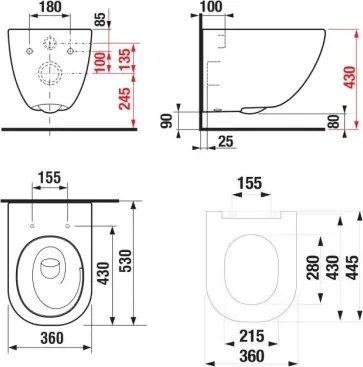WC suspendat + capac WC MIO + plăcuță de comandă DUAL + modul încastrat + garnitură