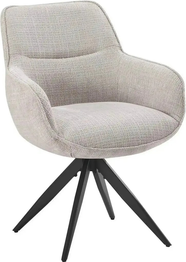 Scaun rotativ TURIN, bej/negru, stofa clasica/metal, 65x62x86 cm