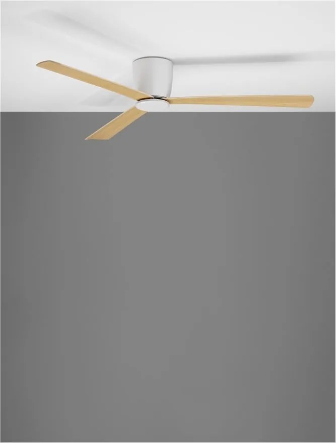 Ventilator de tavan cu telecomanda design modern DELL alb/lemn