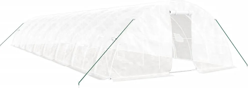 vidaXL Seră cu cadru din oțel, alb, 80 m², 16x5x2,3 m