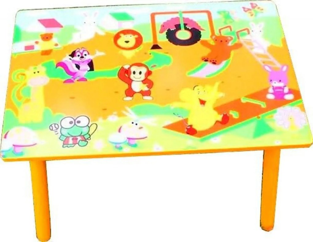 Masuta copii din MDF cu doua scaune Novokids™ My first table, dimensiuni 59X39X40, suprafata lucioasa, Portocaliu