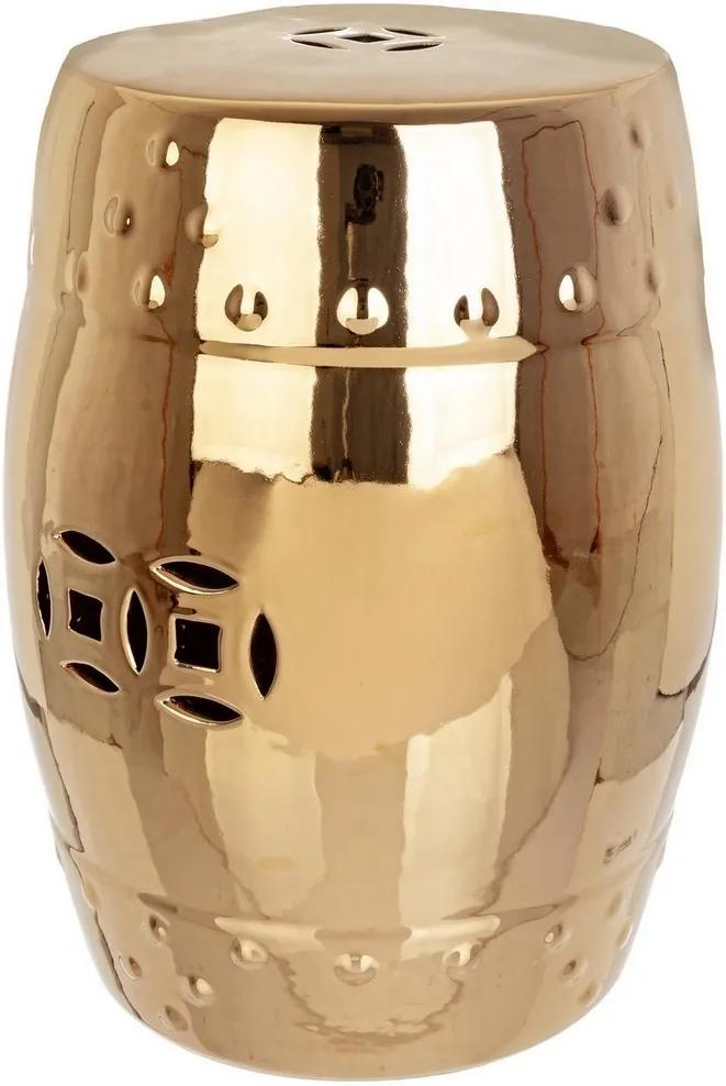Taburet din ceramica aurie Sfinge Ø 33 cm x 46 h