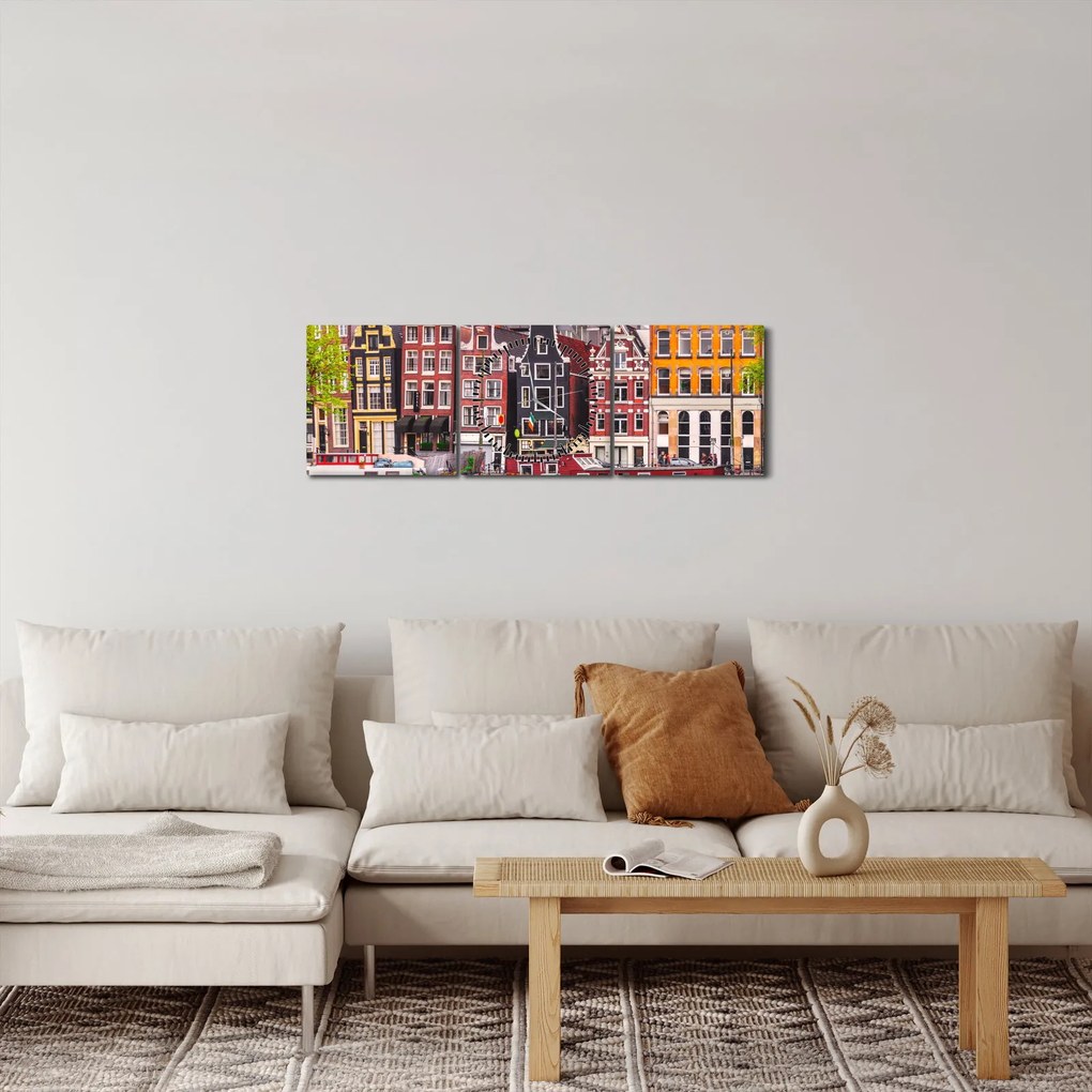 Tablou - Amsterdam, case de dans (cu ceas) (90x30 cm)