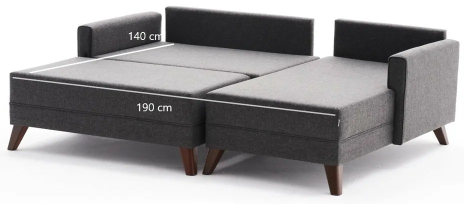 Canapea extensibilă de colț Bella Mini RightAntracit