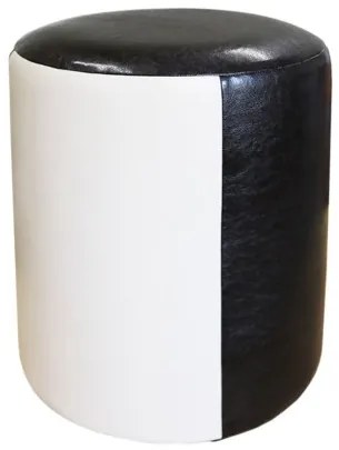 Taburet Tub Piele Bej-Wenge, 33 x 41 cm