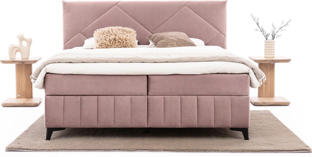 Pat boxspring Wasil 180x200 cu spațiu de depozitare - catifea roz hidrofobă Element 18