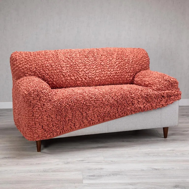 Huse bielastice FUCO bumbac bio cărămiziu fotoliu triplu (l. 170 - 220 cm)